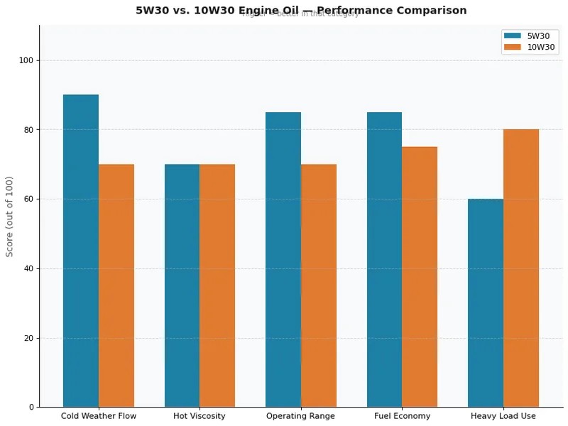 5W30 vs 10W30 performance comparison chart