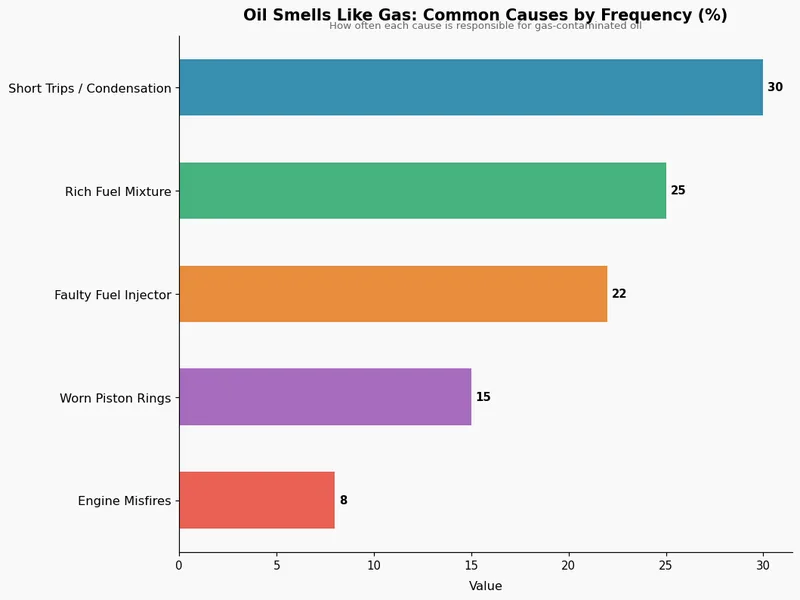 Oil Smells Like Gas: Common Causes by Frequency (%)