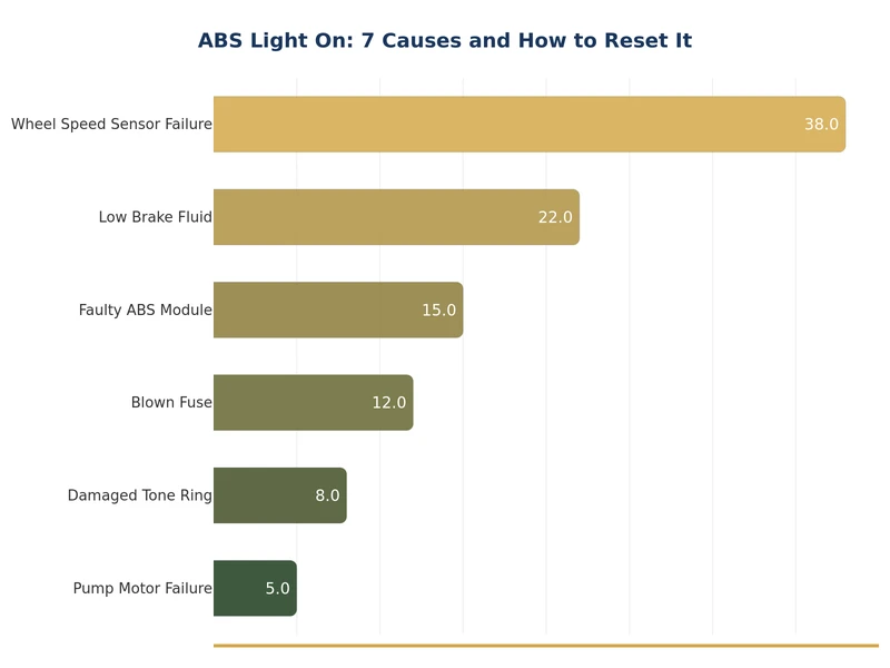 Bar chart showing frequency of ABS light on causes by percentage