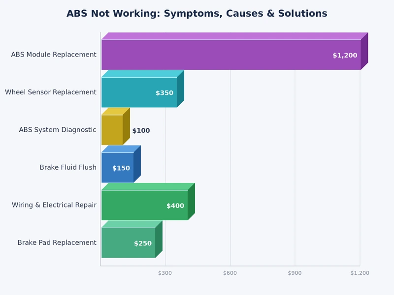 Bar chart showing the most common causes of ABS not working symptoms by diagnostic frequency