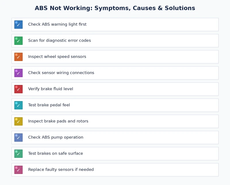 Step-by-step checklist for diagnosing ABS not working symptoms and identifying the correct repair