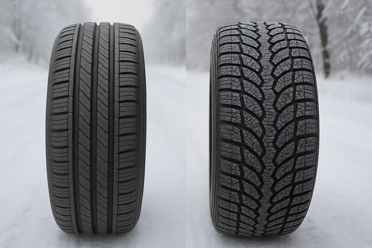 all season vs winter tires side by side tread comparison