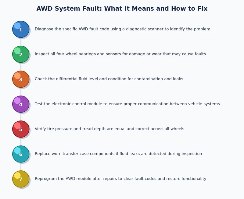 Step-by-step AWD system fault diagnosis process diagram