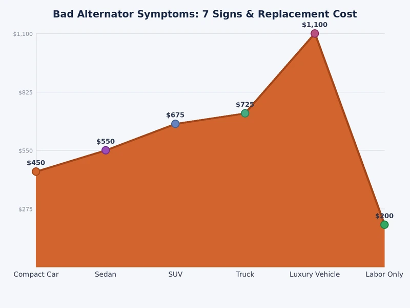 Bar chart comparing alternator replacement costs across different vehicle types