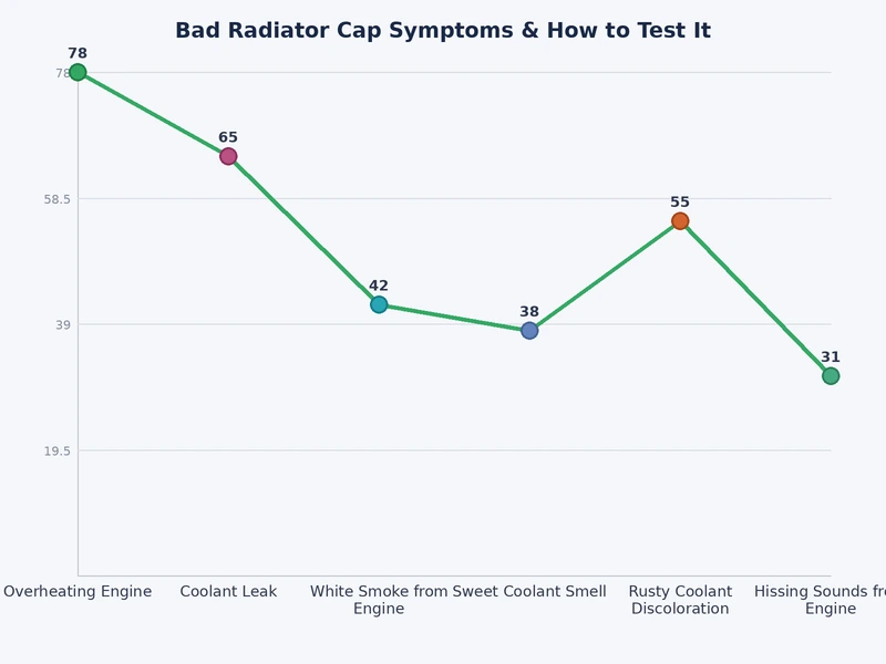 Bar chart showing frequency of bad radiator cap symptoms reported across cooling system complaints