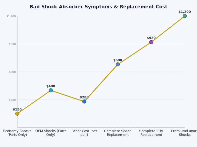 Shock absorber replacement cost comparison chart by vehicle type and component category