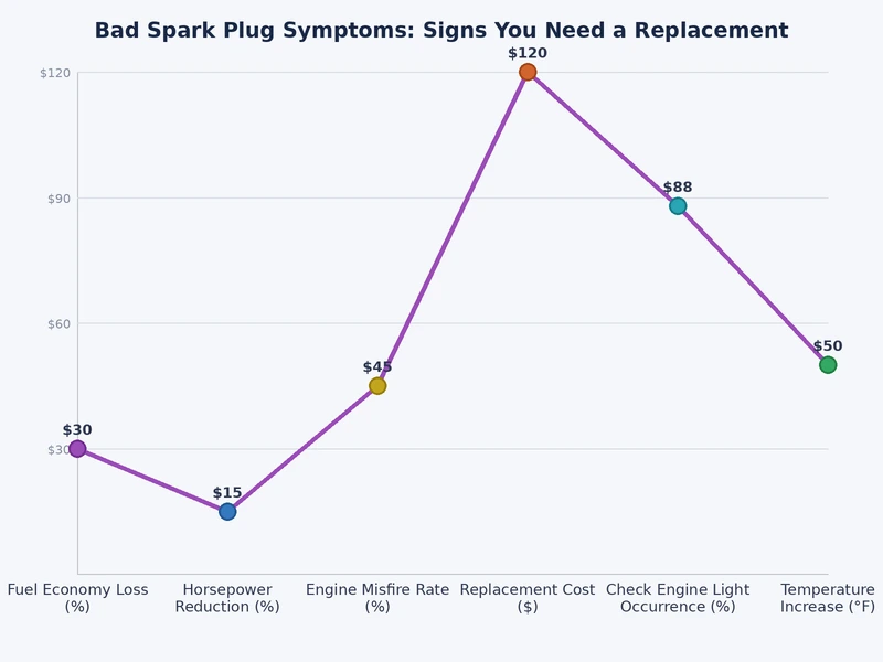Chart mapping spark plug wear stages to corresponding engine performance symptoms