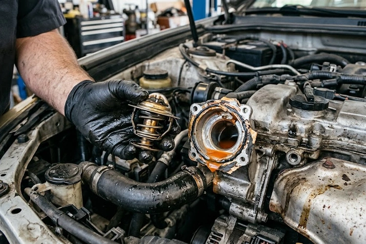 bad thermostat symptoms — stuck valve causing engine overheating