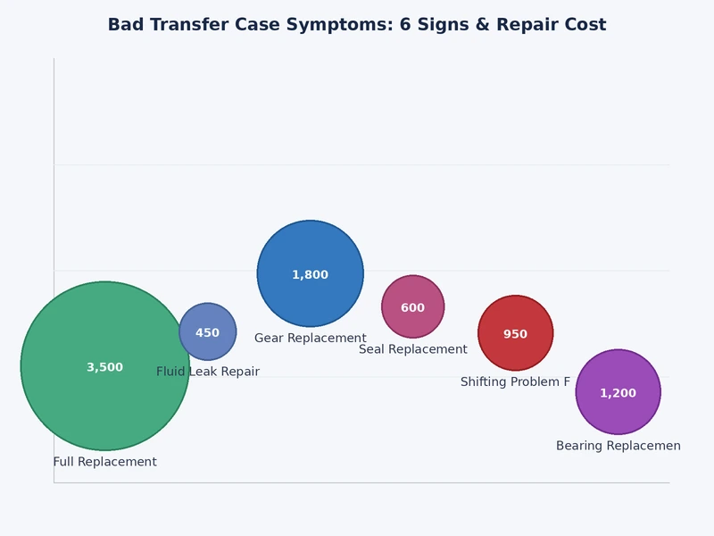 Chart showing bad transfer case symptoms by frequency and severity across 4WD and AWD platforms