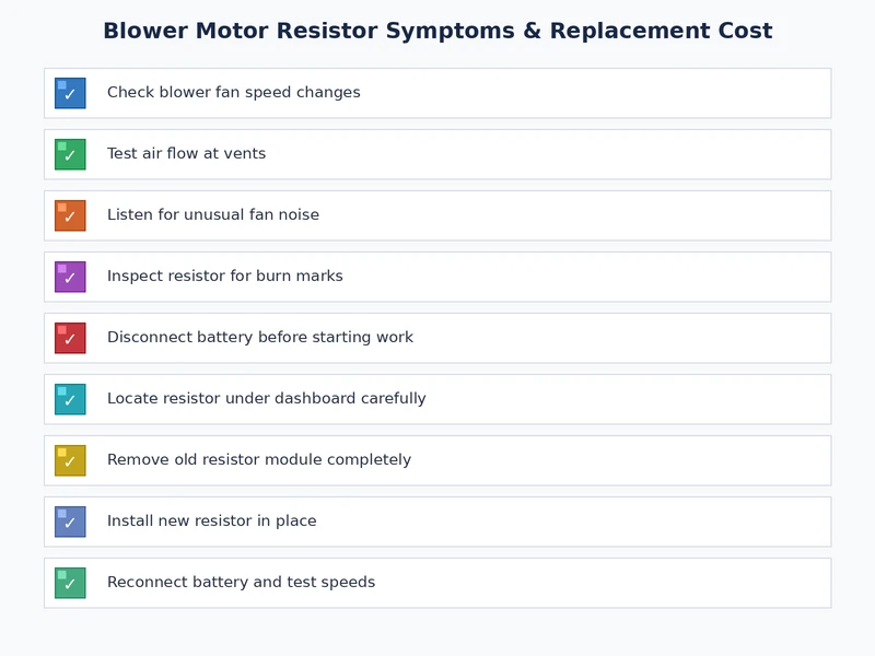 Blower motor resistor symptoms checklist showing diagnostic steps and long-term HVAC maintenance tips