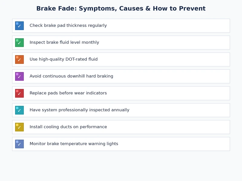 Brake fade prevention checklist — key steps for bedding pads, cooling on descents, and maintaining brake fluid to prevent overheating