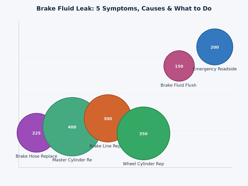 Chart comparing severity of brake fluid leak symptoms from early warning to critical failure