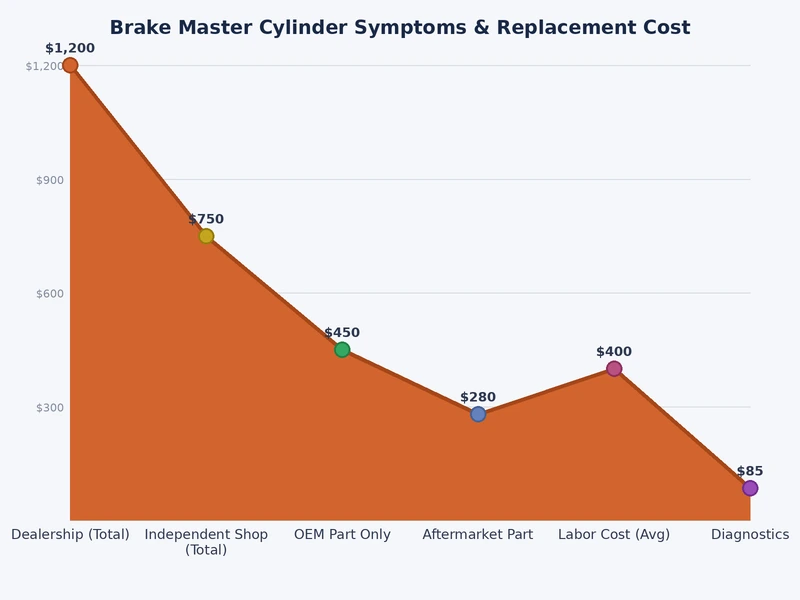 Bar chart comparing DIY versus professional brake master cylinder replacement costs across common vehicle categories