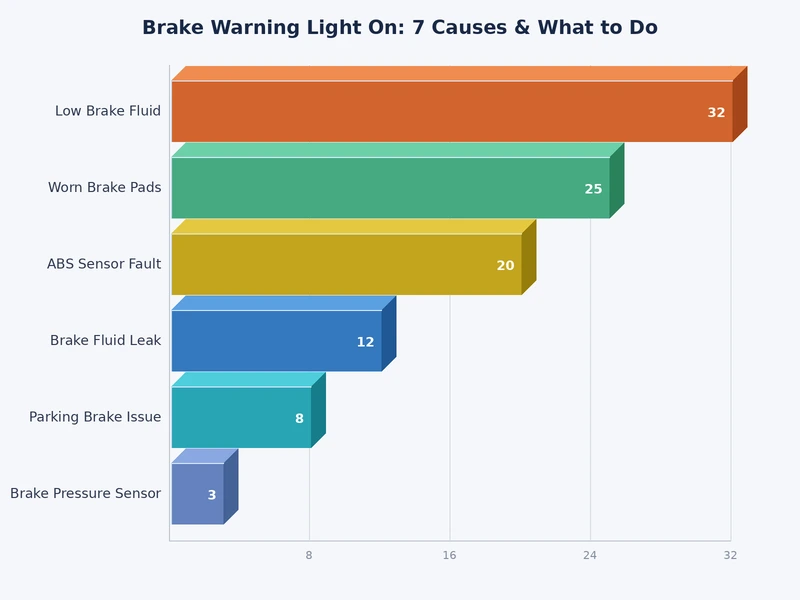 chart showing the 7 most common brake warning light causes by frequency
