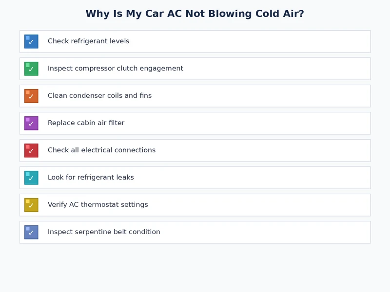 Seasonal car AC maintenance checklist to prevent car AC not blowing cold air problems