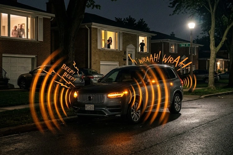 Car alarm LED indicator flashing on dashboard with key fob in foreground