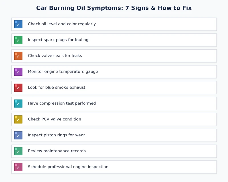 Checklist of car burning oil symptoms and at-home diagnostic steps
