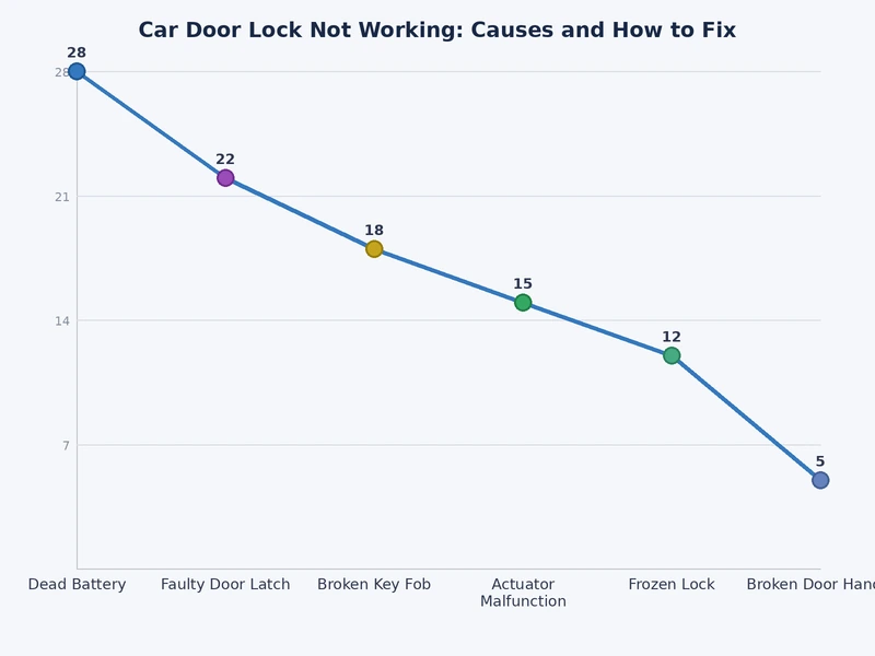 Bar chart showing the most common causes of car door lock not working ranked by frequency
