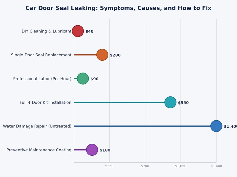 Bar chart showing the most common causes of car door seal leaking by frequency