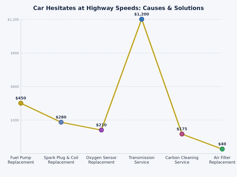 Bar chart showing frequency of causes behind car hesitation at highway speeds
