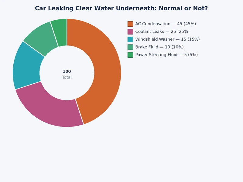 chart comparing causes of clear fluid leaks under cars by frequency and severity level