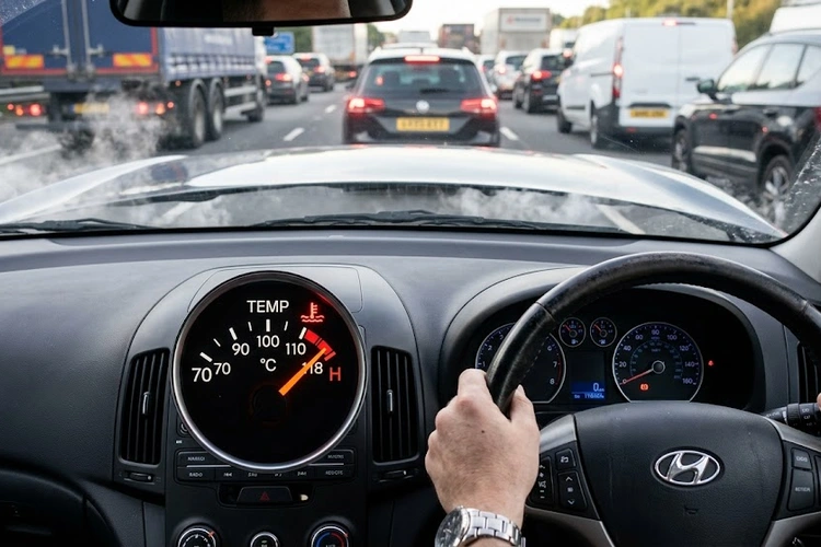 car overheats at idle — temperature gauge climbing toward red in stop-and-go traffic