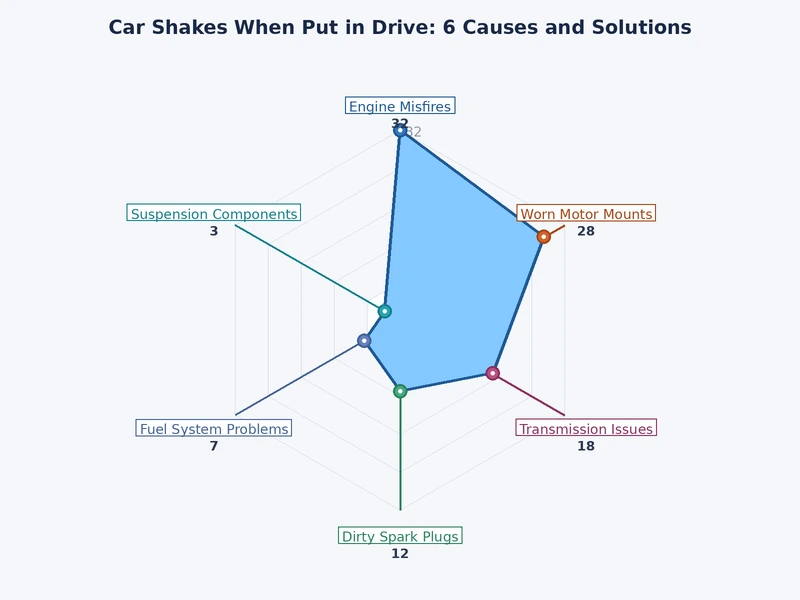 bar chart comparing frequency of causes when a car shakes when put in drive