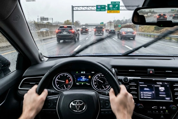Mechanic inspecting a brake rotor on a vehicle that shudders when braking
