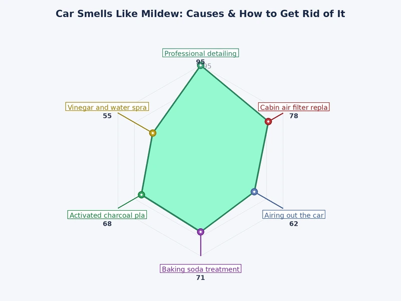 Bar chart comparing effectiveness of mildew removal methods for car interiors