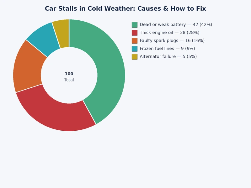 Bar chart showing frequency of cold-weather car stall causes by component