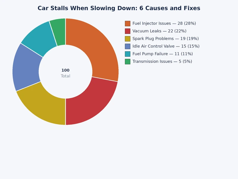 bar chart comparing the six most common causes of a car stalling when slowing down by frequency