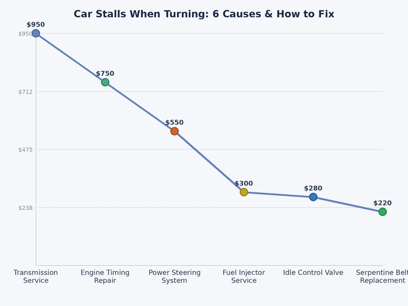 bar chart comparing frequency of six causes behind car stalls when turning