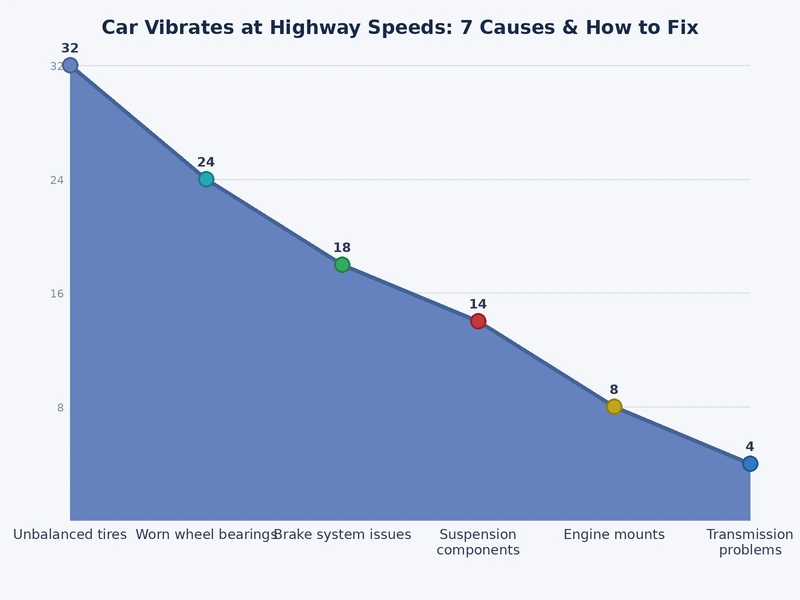 bar chart showing relative frequency of causes when a car vibrates at highway speeds