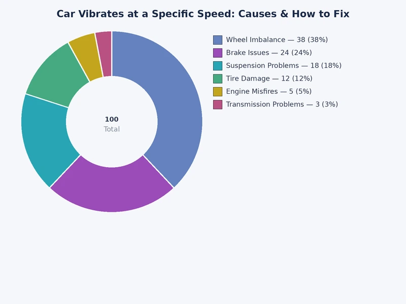 Chart mapping common car vibration causes to specific speed ranges from 20 MPH to highway speeds
