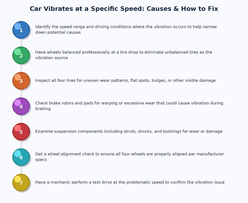 Step-by-step diagnostic process for finding the cause of car vibration at a specific speed