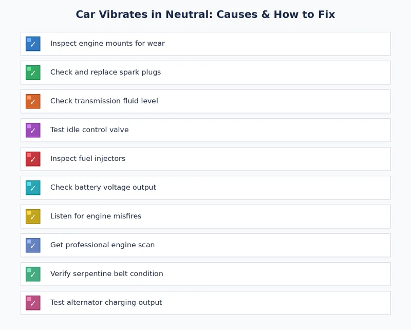 diagnostic checklist for a car that vibrates in neutral — engine mounts, spark plugs, vacuum leaks