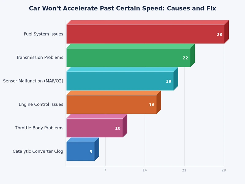 bar chart showing distribution of causes when a car won't accelerate past a certain speed