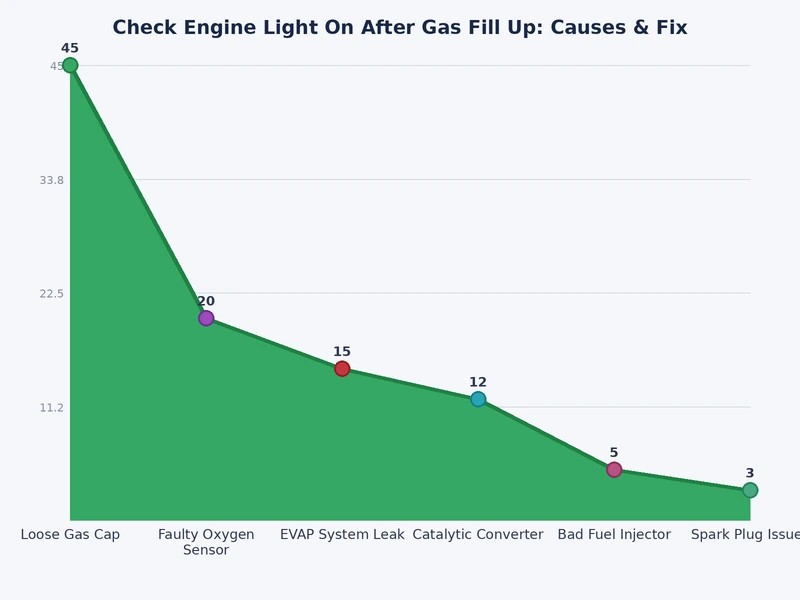Bar chart showing relative frequency of causes for check engine light on after gas fill up