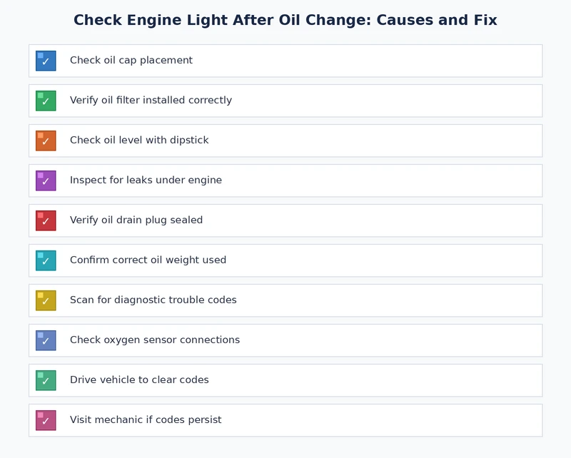 Step-by-step diagnostic checklist for check engine light after oil change