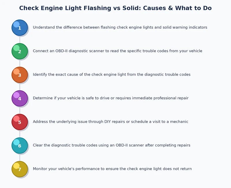 step-by-step diagnosis process for check engine light flashing versus solid