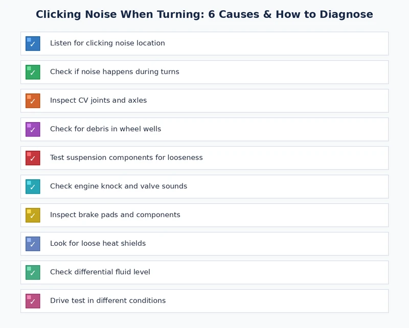 diagnostic checklist for clicking noise when turning steering wheel