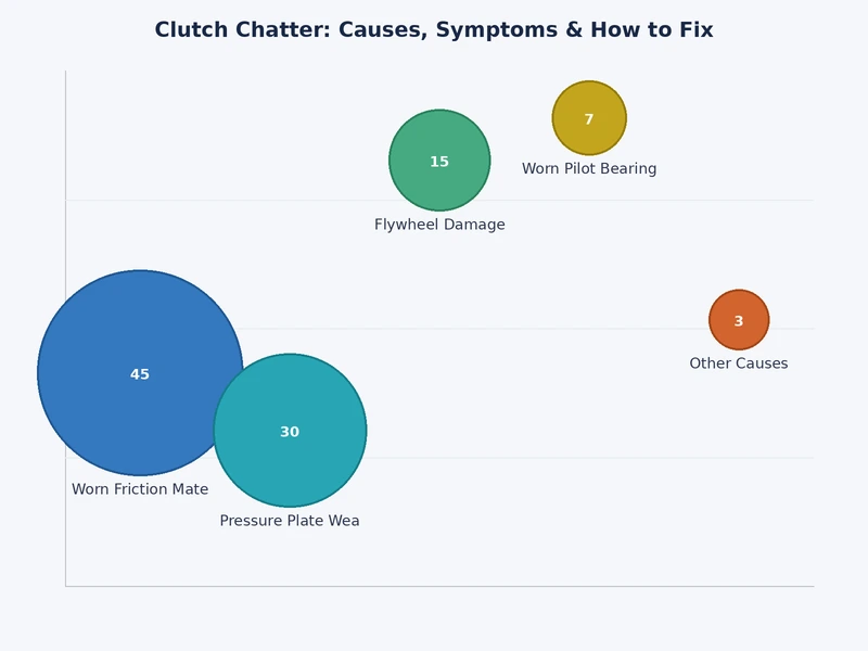 Bar chart comparing common clutch chatter causes by frequency and repair complexity
