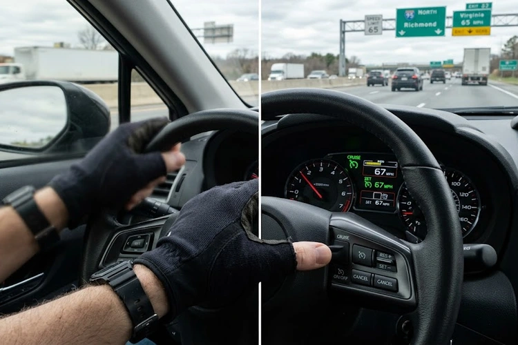 Dashboard showing cruise control not working indicator light on a car