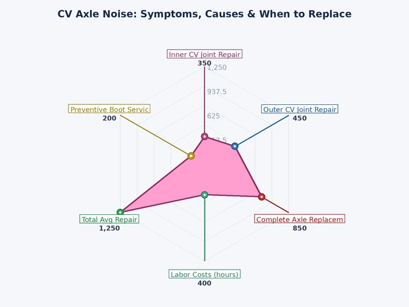 CV axle noise symptoms chart comparing sound type, driving condition, and likely cause