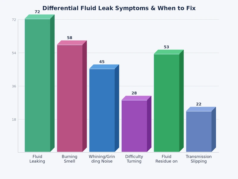 chart comparing differential fluid leak symptoms by severity and repair urgency
