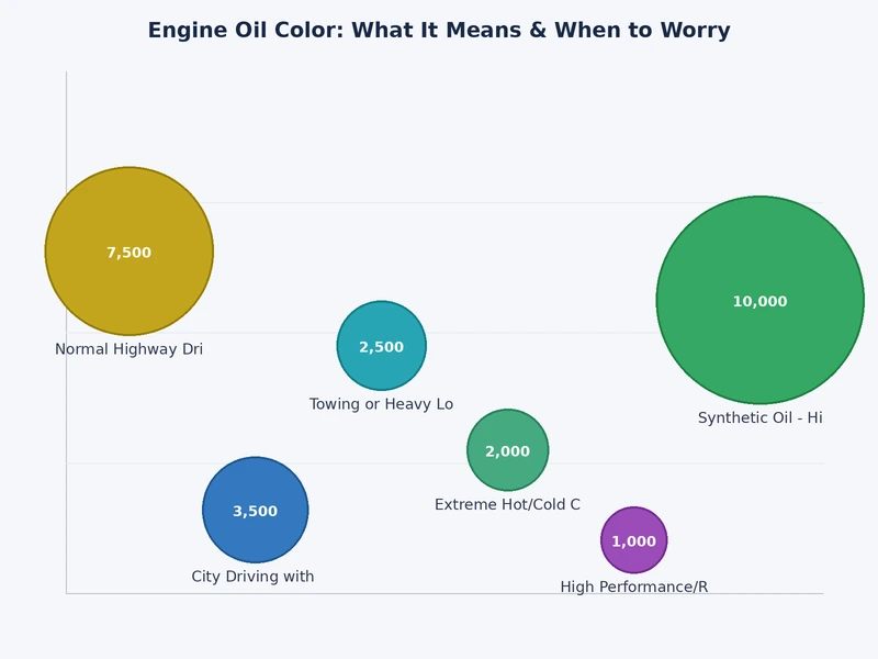Chart showing engine oil color meaning from fresh amber to contaminated black and milky white