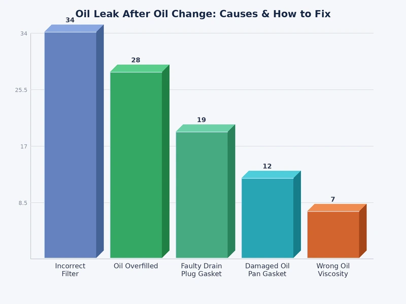 Chart showing frequency and severity of oil leak sources after an oil change