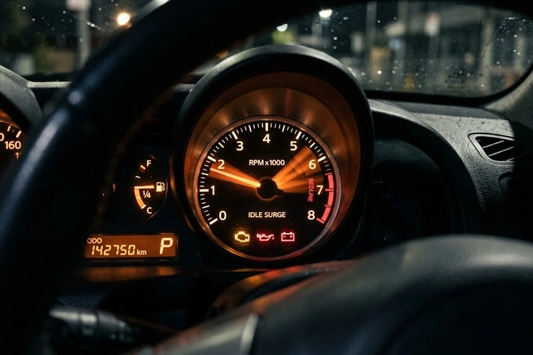 Engine surging at idle diagnosis on a car engine bay