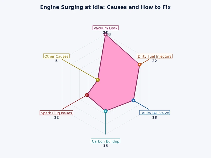 Chart showing frequency of engine surging at idle causes by category