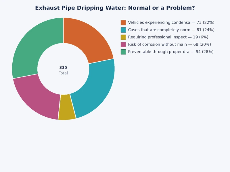 chart comparing types of exhaust pipe dripping water by color volume and cause severity
